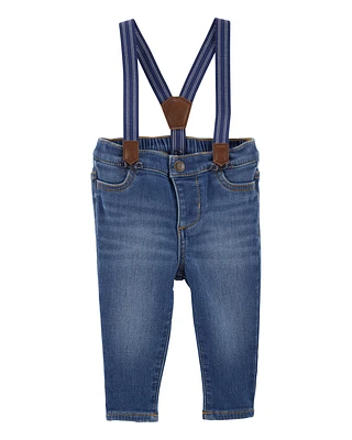 Baby Knit Denim Suspender Pants