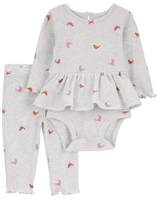 Baby 2-Piece Bird Peplum Bodysuit Pant Set