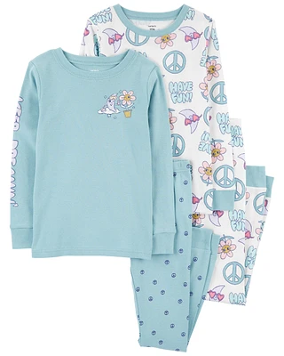 Kid 4-Piece Peace Sign 100% Snug Fit Cotton Pajamas