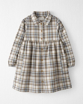 Toddler Organic Cotton Herringbone Plaid Button-Front Dress