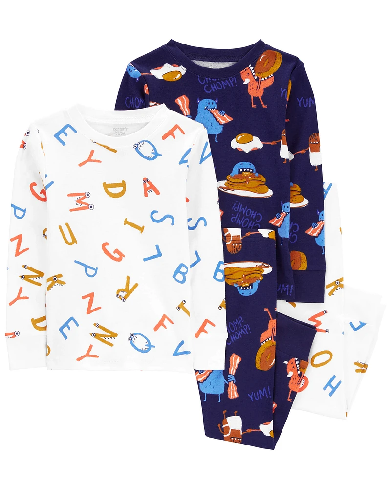 Baby 4-Piece Monster 100% Snug Fit Cotton Pajamas