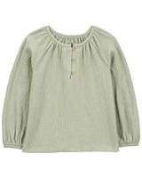 Toddler Gauze Long-Sleeve Top - Green