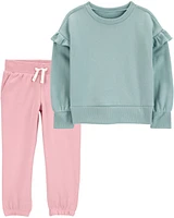 Toddler 2-Piece Fleece Crew Neck Sweatshirt & Joggers Set