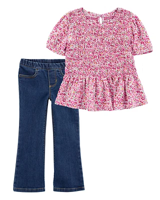 Toddler 2-Piece Peplum Top & Jeans Set