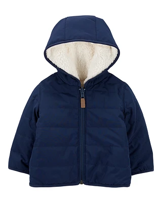 Baby Reversible Zip-Up Sherpa Hooded Jacket