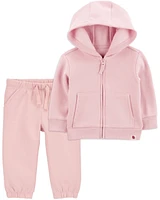 Baby 2-Piece Zip-Up Fleece Hoodie & Pants Set