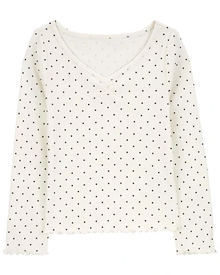 Kid Polka Dot Cotton Rib Top