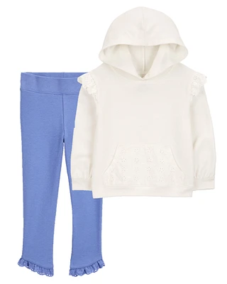 Kid 2-Piece French Terry Eyelet Hoodie & Ribbed Pants Set