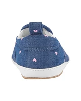 Baby Chambray Heart Slip-On Soft Shoes