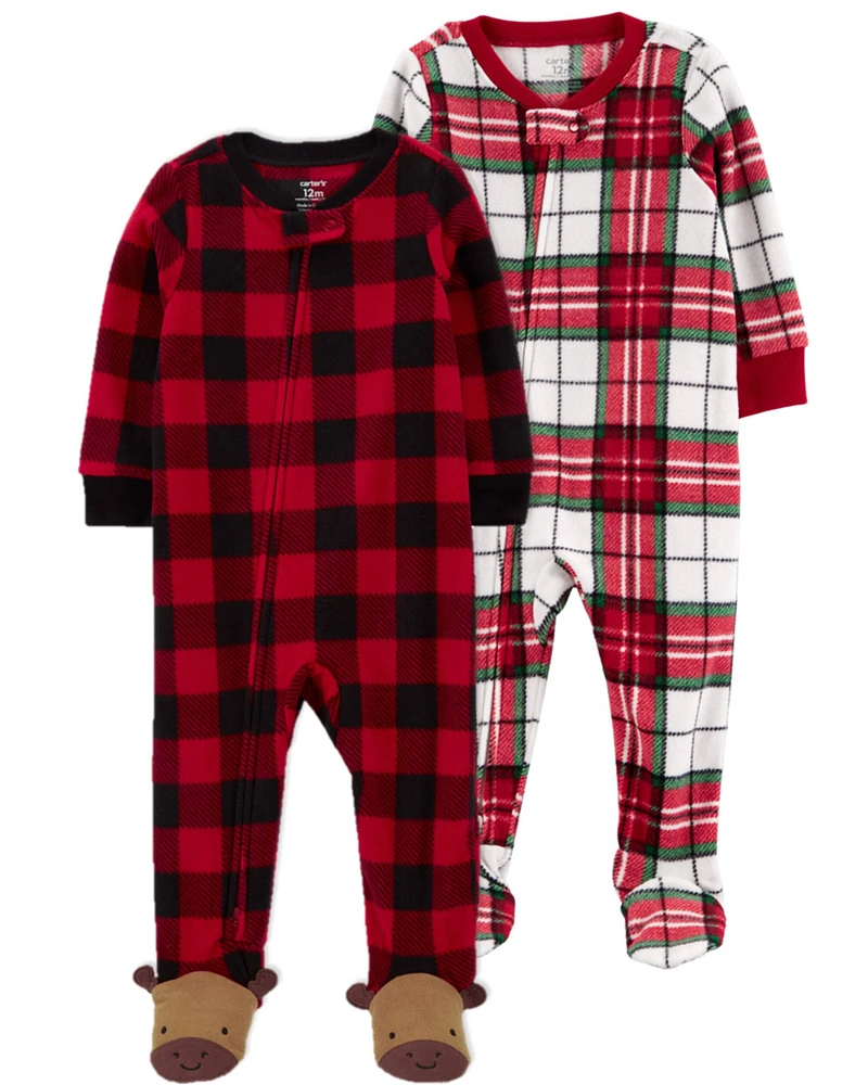 Baby 2-Pack Christmas Fleece Footie Pajamas