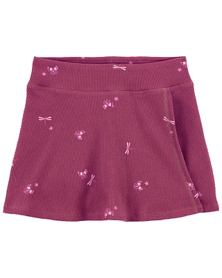 Kid Butterfly Print Waffle Knit Skort