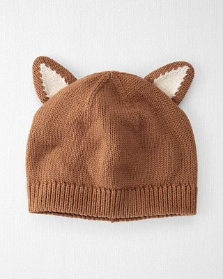 Baby Organic Cotton Sweater Knit Fox Cap