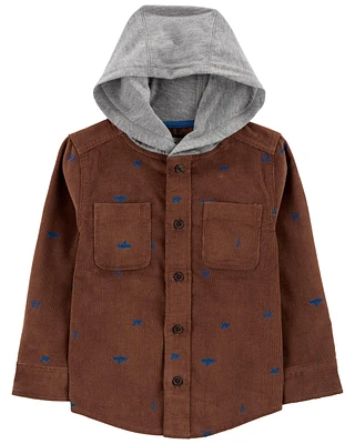 Baby Mountain Print Corduroy Button-Front Shacket