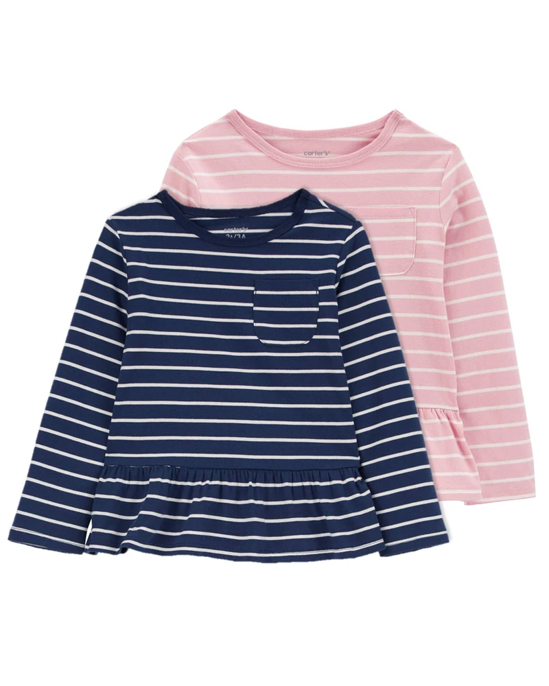 Toddler 2-Pack Striped Peplum Tops