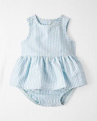 Baby Seersucker Ruffle Sunsuit Made with Organic Cotton