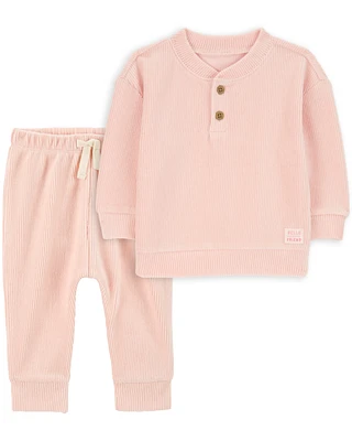 Baby 2-Piece Ribbed Velour Pullover & Pants Set