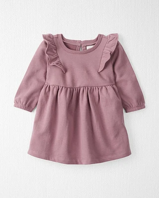 Baby Long-Sleeve Ruffle Dress Made with Organic Cotton Desert Mauve