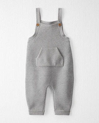 Baby Organic Cotton Sweater Knit Overalls Heather Grey