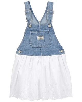 Baby Stretch Denim Eyelet Jumper Dress