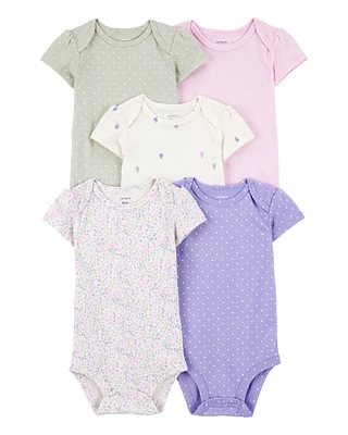 Baby 5-Pack Floral Polka Dot Short-Sleeve Bodysuits