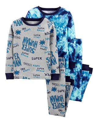 Kid 4-Piece Super Human Tie Dye Pajamas