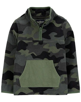 Kid Camo Print Quarter-Zip Microfleece Pullover