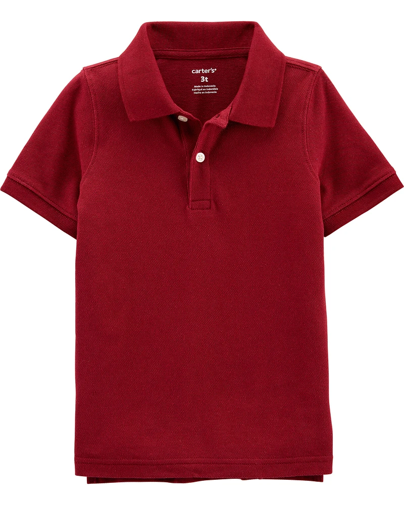 Toddler Burgundy Piqué Polo Shirt