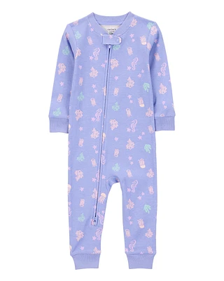Baby Girl 1-Piece Jellyfish 100% Snug Fit Cotton Footless Pajamas - Blue