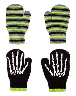 Toddler 2-Pack Skeleton Gripper Mittens