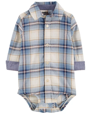 Baby Plaid Button-Front Bodysuit