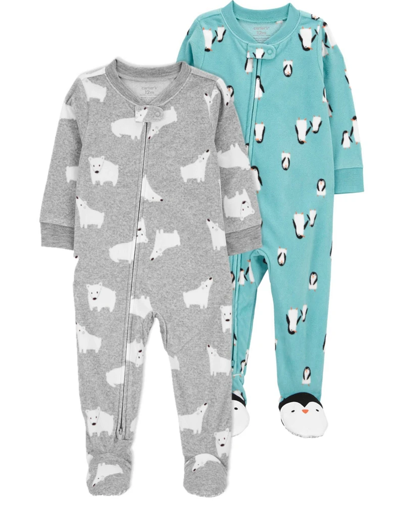 Toddler 2-Pack Fleece Footie Pajamas