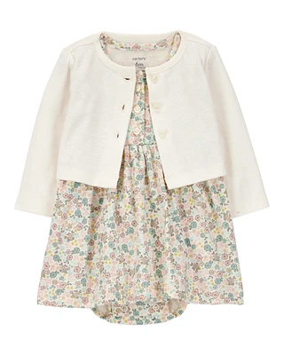 Baby 2-Piece Floral Dress Cardigan Set