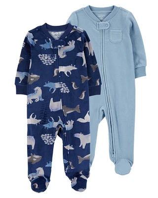 Baby 2-Pack Zip-Up Fleece Sleep & Play Pajamas