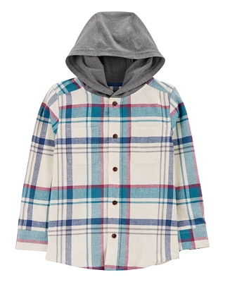 Kid Plaid Button-Front Shacket