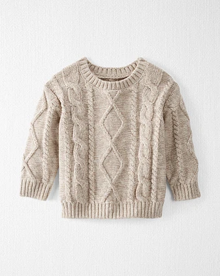 Baby Organic Cotton Cable Knit Sweater Toasted Wheat