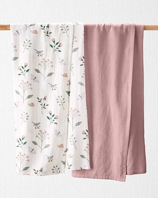 Baby 2-Pack Organic Cotton Muslin Swaddle Blankets