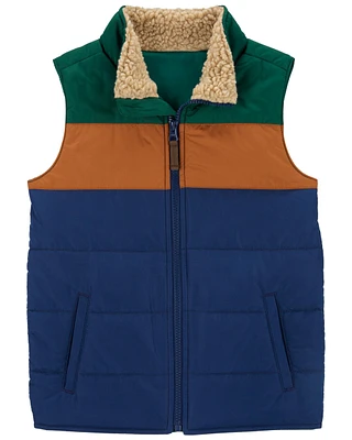 Kid Colorblock Zip-Up Puffer Vest