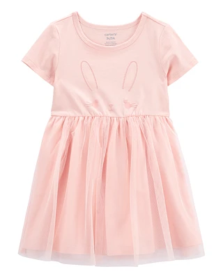 Toddler Bunny Tutu Short-Sleeve Dress - Pink