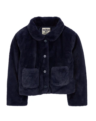 Kid Faux Fur Button-Front Jacket