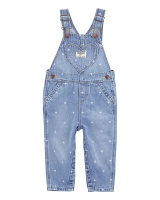 Baby Heart Print Denim Overalls