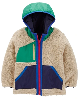 Toddler Colorblock Faux Sherpa Mid-Weight Jacket