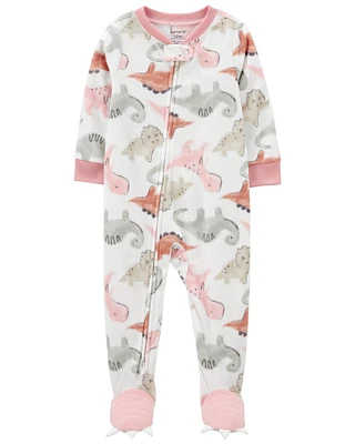 Toddler 1-Piece Dinosaur Fleece Footie Pajamas