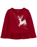 Toddler Reindeer Peplum Top