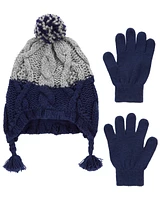 Kid 2-Pack Pom Hat & Gloves Set