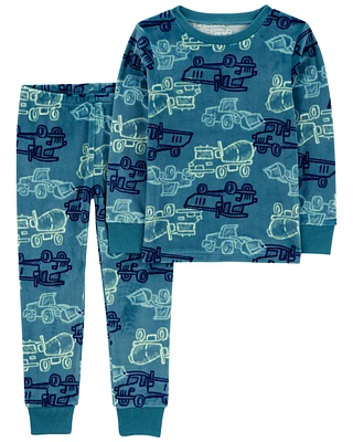 Toddler 2-Piece Fuzzy Velboa Construction Pajamas