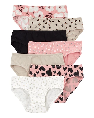 Toddler 7-Pack Heart Floral Hipster Stretch Cotton Undies