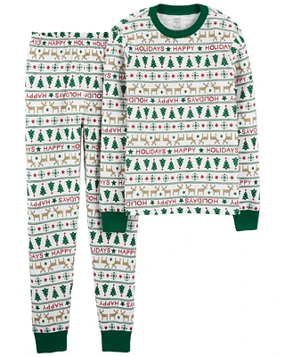 Adult 2-Piece Fair Isle 100% Snug Fit Cotton Pajamas