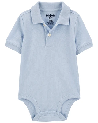 Baby Light Blue Piqué Polo Bodysuit