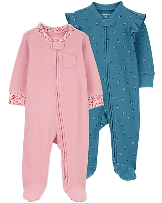 Baby 2-Pack 2-Way Zip Thermal Textured Sleep & Play Pajamas