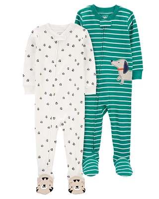 Toddler 2-Pack 100% Snug Fit Cotton 1-Piece Footie Pajamas